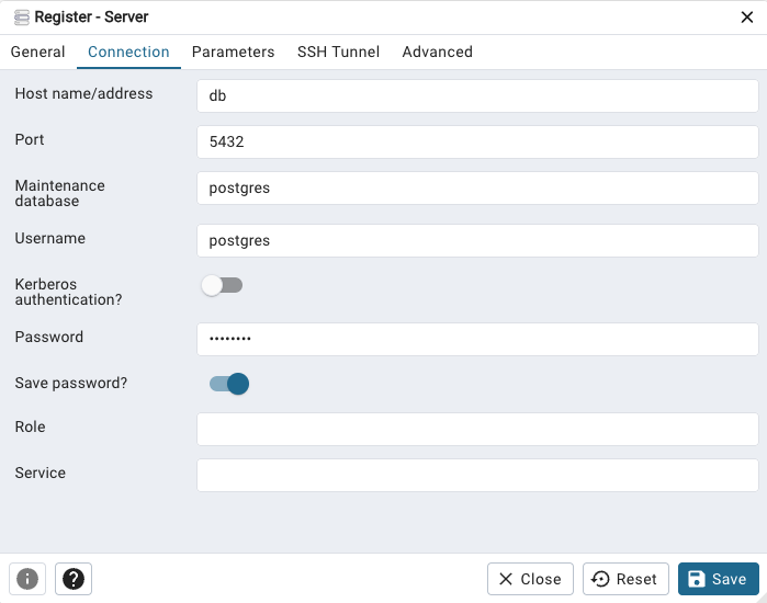 Forbindelse til PostgreSQL